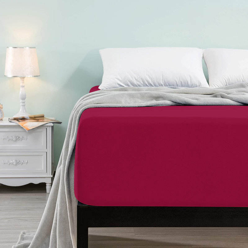 Microfiber Brushed Deep 40cm Fitted Bed Sheet, Kingsize (5'), Red