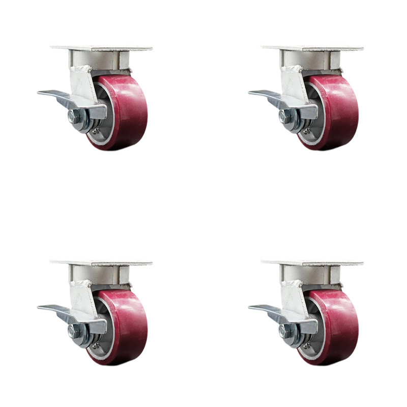 Ensemble de roulettes pivotantes avec freins Kingpinle