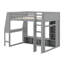 Lit mezzanine en bois avec bureau, étagères à rangement multiples, DEL et portemanteau suspendu