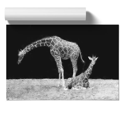 Two Giraffes Painting - Frameless Print
