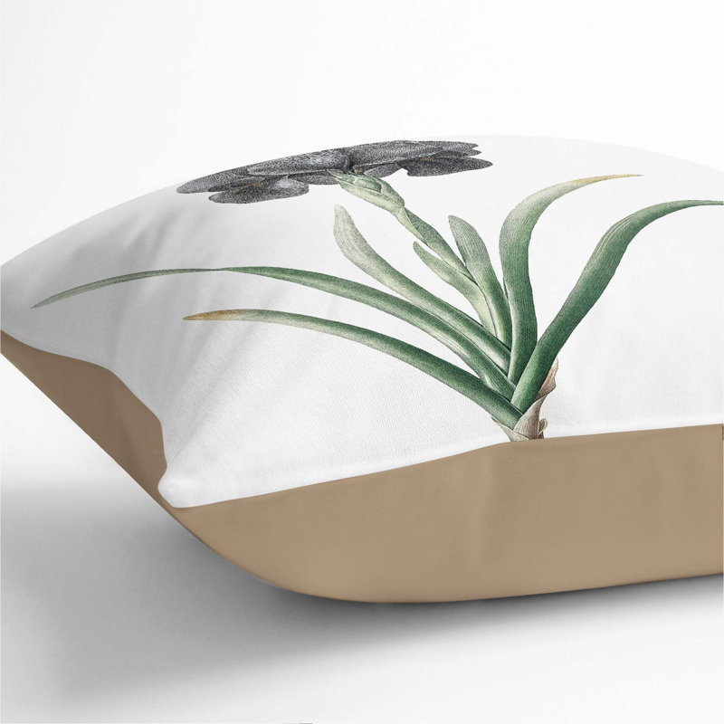 Mourning Iris Flower by Pierre-Joseph Redoute Cushion with Filling, 40cm H x 40cm W x 15cm D, Stone