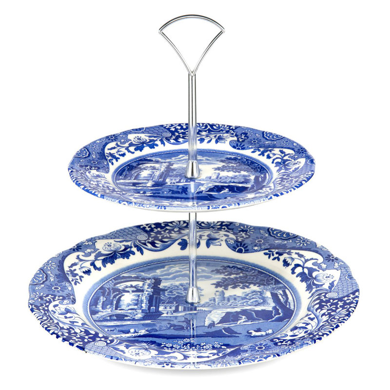 Classic Blue Italian - 2 Tier Cake Stand