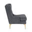 Fauteuil à oreilles Svy, coussin en chenille gris foncé, pieds en métal doré-119043976
