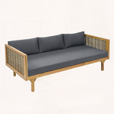 Acacia Wood Daybed with Unique Rattan Armrests