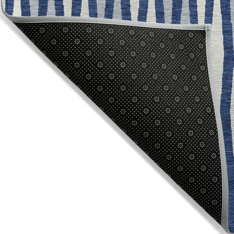 Tapis intérieur / extérieur lavable 10 pi x 14 pi bleu marine, gris et ivoire