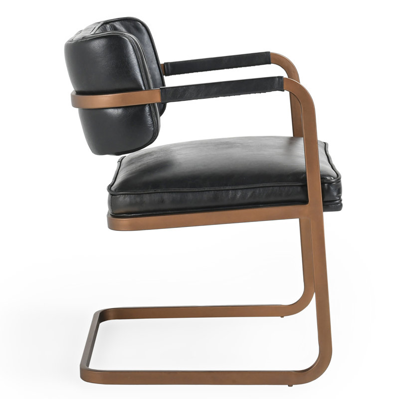 Fonda Leather Dining Chair, Black/Copper