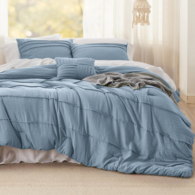 Bedsure Prewashed Microfiber Pinch Pleat Comforter Set