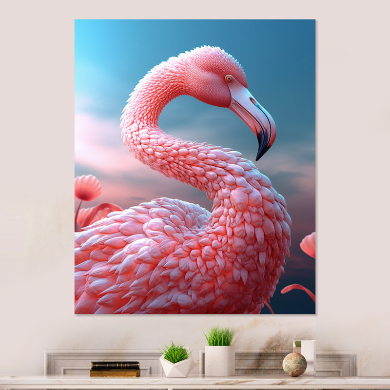 «Pink Flamino», photographie sur toile encadrée, H 32 po x l 16 po x P 1 po, Toile tendue