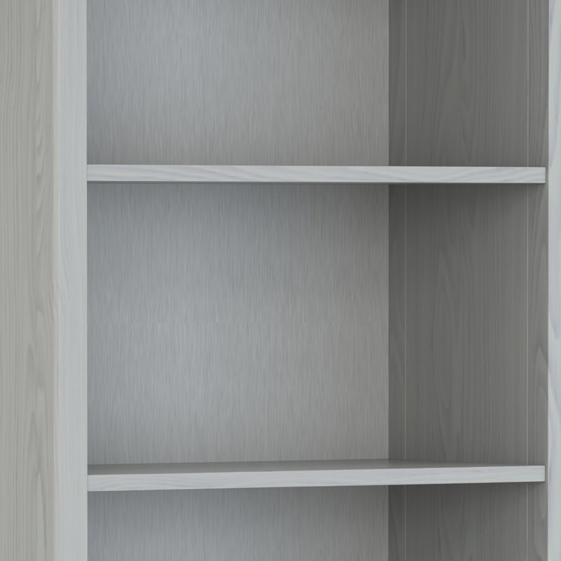Fog Grey Solid Wood Adjustable 5-Shelf Bookcase