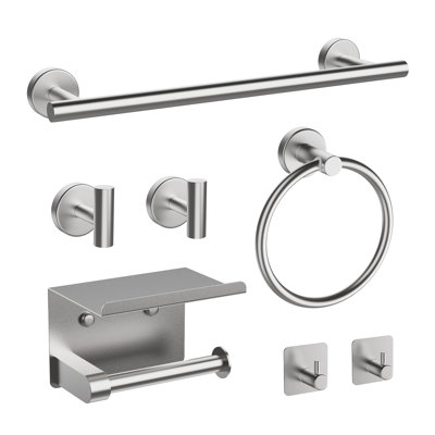 Ensemble de quincaillerie de salle de bain 7 pièces, ensemble de barre à serviettes, support à serviettes en acier inoxydable antirouille fixé au mur pour la salle de bain