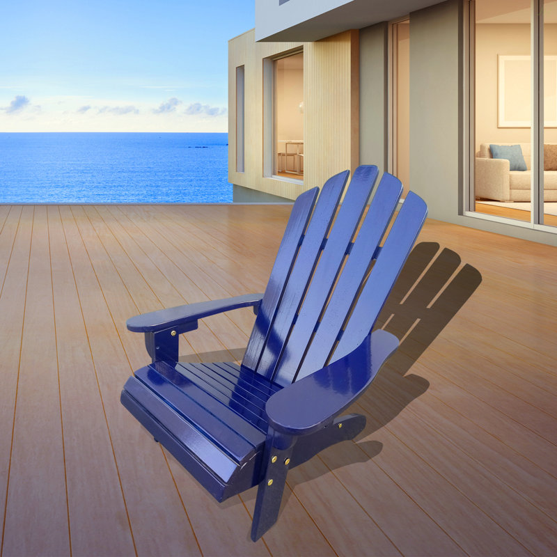 Outdoor Or Indoor Wood Children Adirondack Chair,Blue, Navy