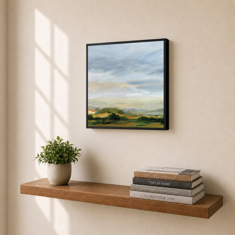 "Home Away from Home" par Pamela Munger - impression sur toile, 24" x 24", Flat Floating Frame, Silver