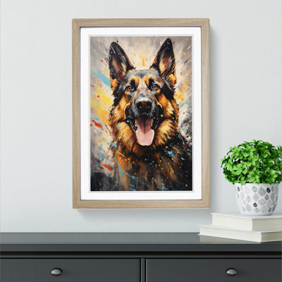 German Shepherd Action Painting - Framed Print