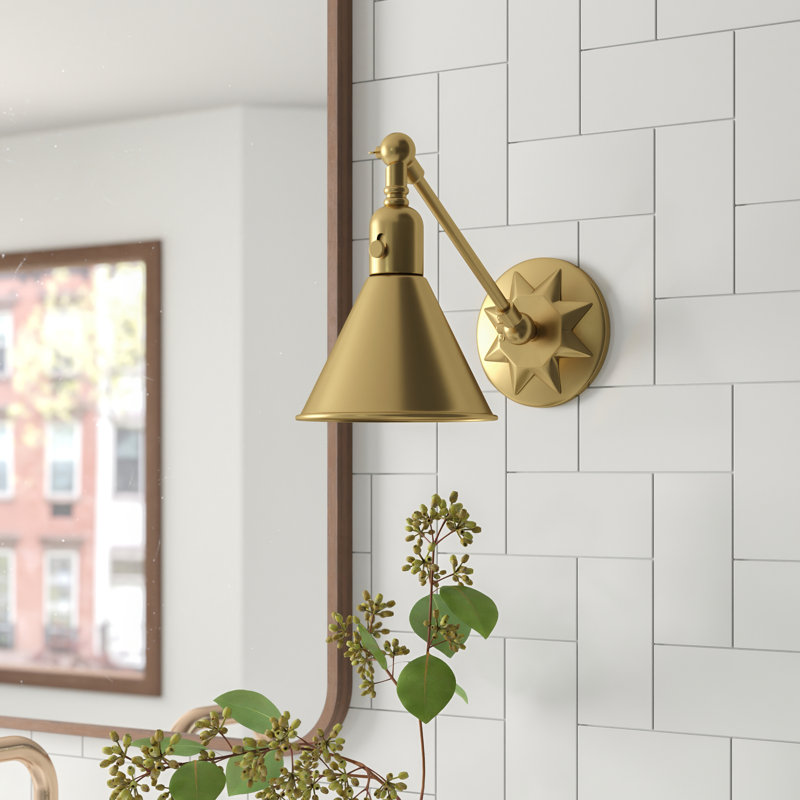 Cattina Plug-in Swing Arm Sconce, Aged Brass
