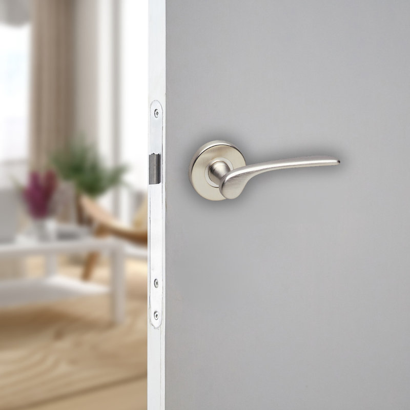 Single Dummy Door Handle, Satin Nickel Rose