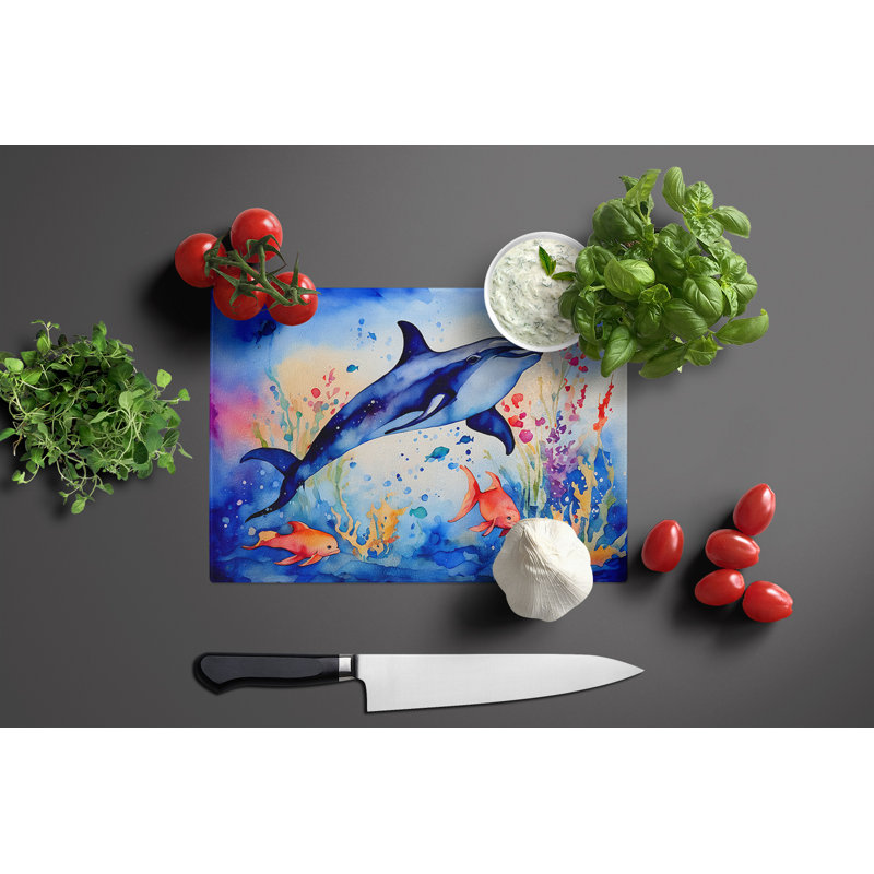 Dolphin Glass Cutting Board Large
