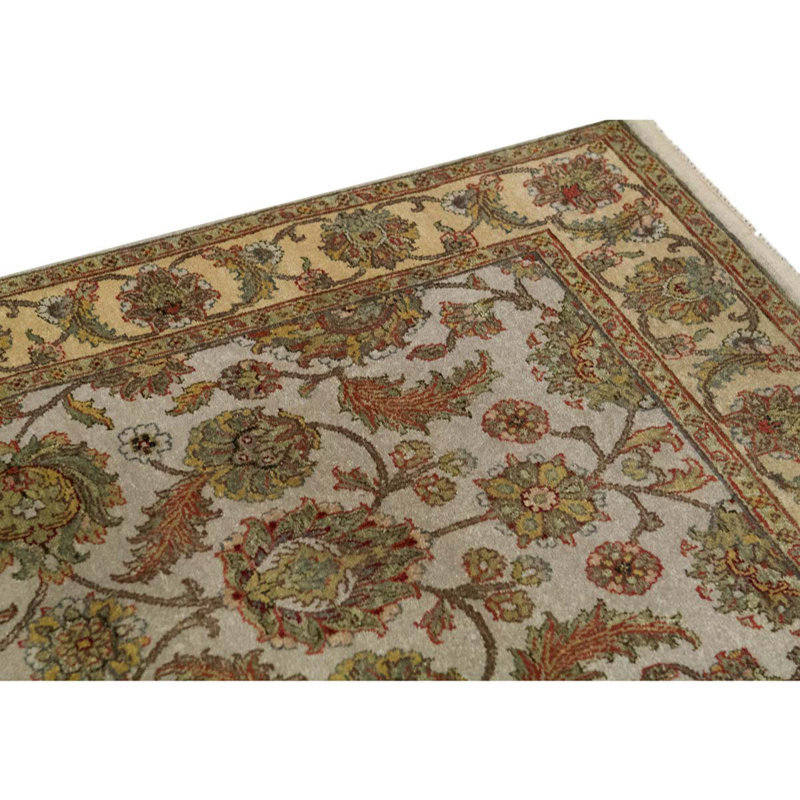 Tapis oriental jaune / beige noué à la main 3 pi x 5 pi Oriental