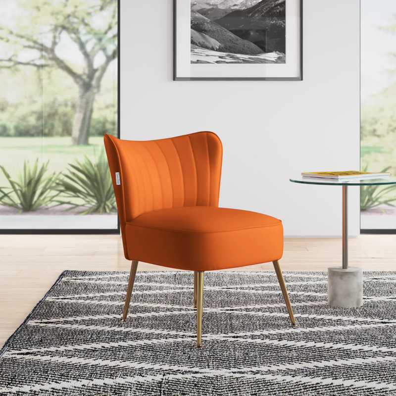 Dominique Velvet Wingback Chair, Orange
