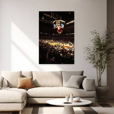 Basketball Match In Progress, Chicago Bulls Vs. New Jersey Nets, Nba Basketball, Chicago, Cook County, Illinois, États-Unis, art mural contemporain