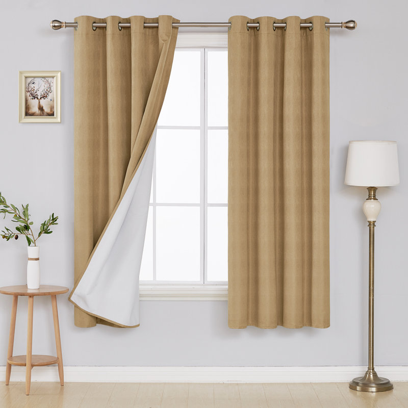 Onerva Blackout Curtain Pair, Light Beige, 52'' W x 54'' L