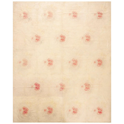 Tapis ivoire antique en laine tissée à motif aiguille des années 1920 8 pi 2 po x 10 pi 3 po ivoire 4Star