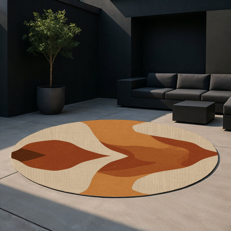 Midnight Oasis Indoor And Outdoor Area Rug, Round 5'