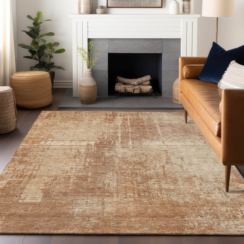 Premium Machine Washable Prisco Terracotta Rug, Rectangle 8' x 10'