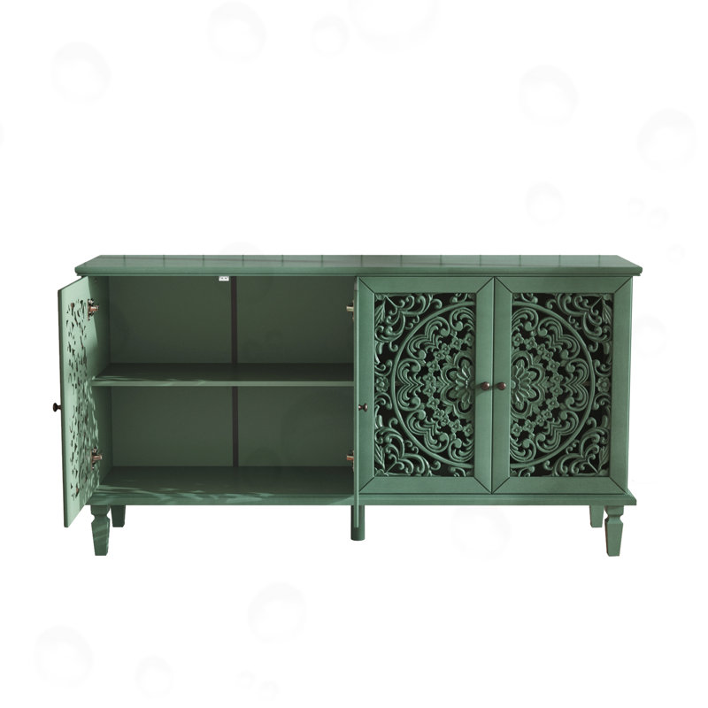 Buffet avec tablettes réglables, Vert antique