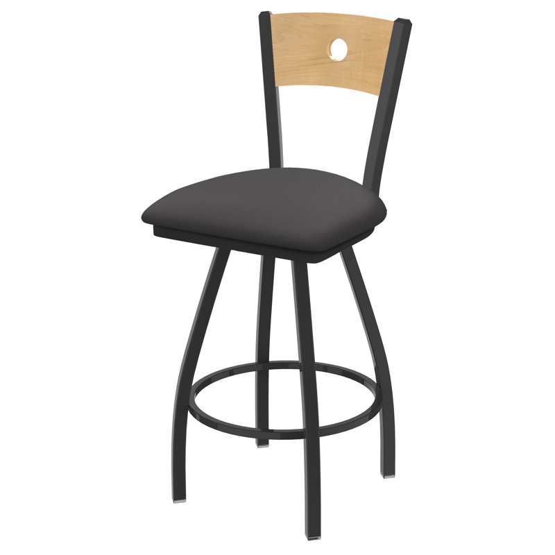 Tabouret pivotant Voltaire, Étain, 25, Siège Canter Storm / finition érable naturel