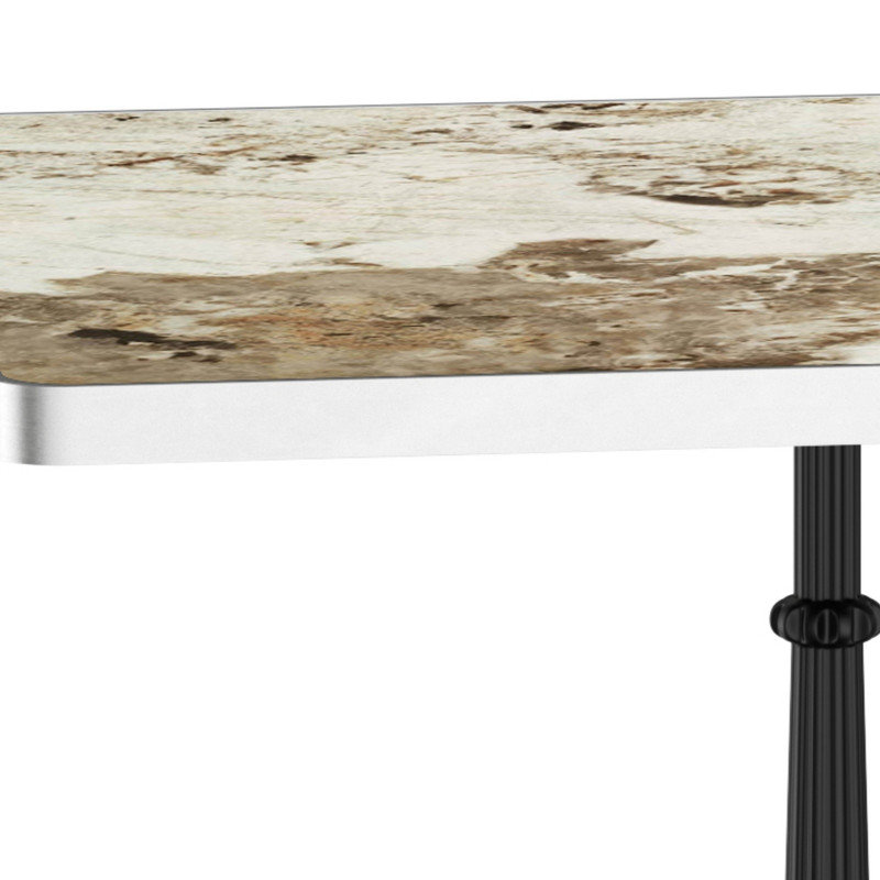 Table de salle à manger carrée 31,5 po Tulip, Crème veine de marbre beige