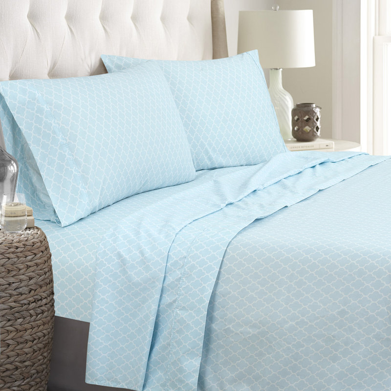 MF922933 Microfiber Percale Sheet Set, Twin, Ogee Geometric