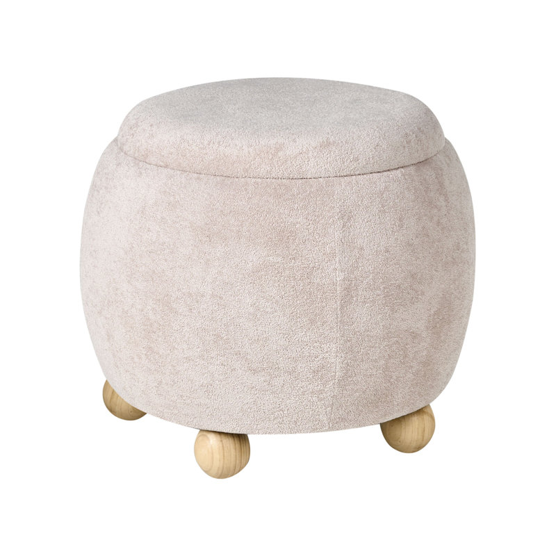 40cm Wide Round Solid Colour Pouffe Ottoman with Storage, Beige
