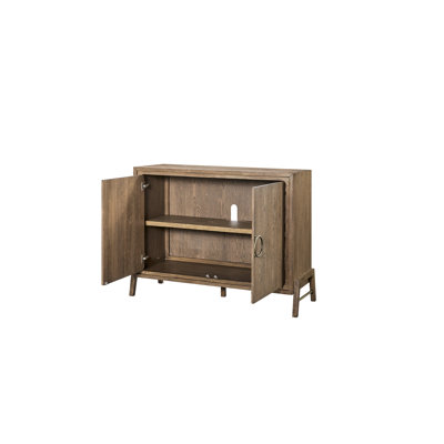 Desserte de 46 po à deux portes, quincaillerie de finition et personnalisée, deux portes d'armoire de rangement, aspect moderne et doux, bois massif +, brun, profondeur de 49,01 po, largeur de 18,12 po, hauteur de 36,04 po, poids de 122,11 lb avec