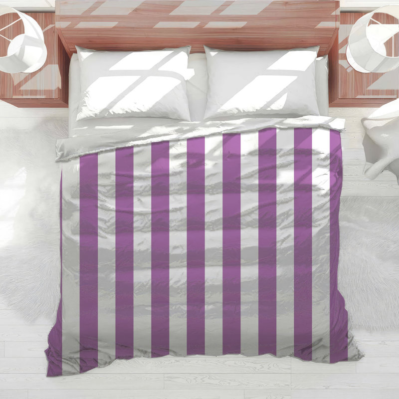 Purple Vertical Stripes Comforter, Queen