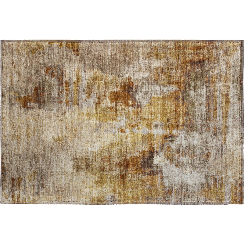 Premium Machine Washable Mayfield AMF2300 Abstract Rug, 1'8" x 2'6", Walnut