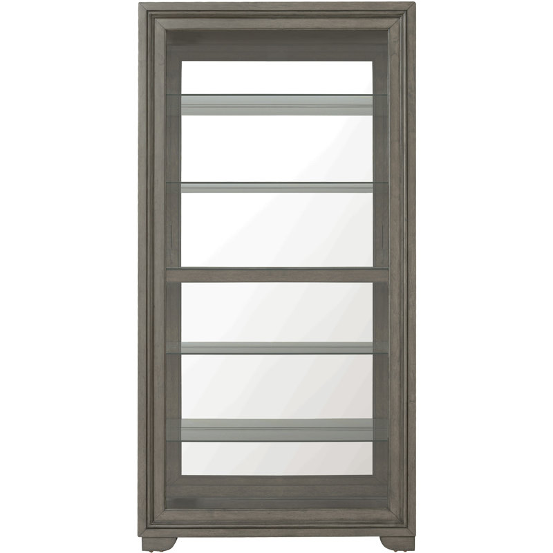 Gray Birch Wood 5-Shelf Lighted Curio Cabinet
