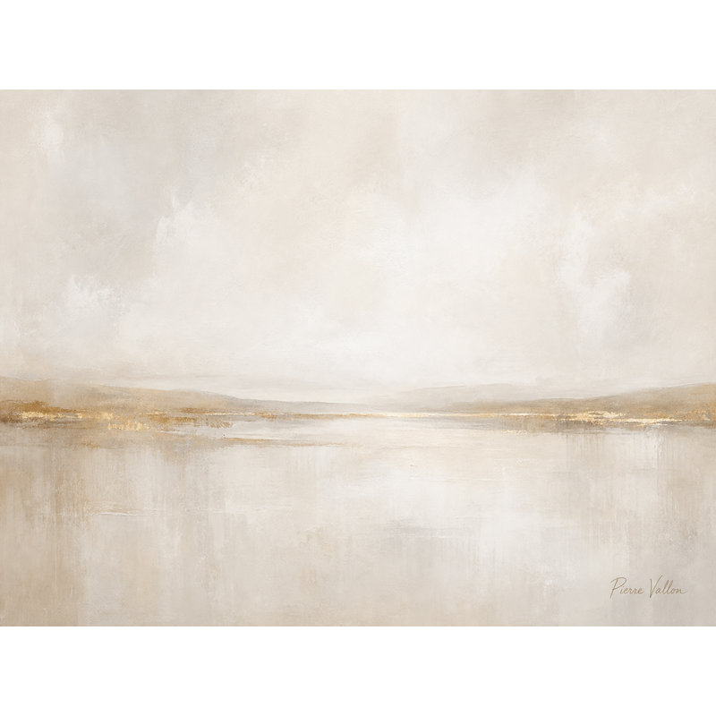 «Pale Horizon Veil - Minimal Neutral Abstract Landscape, estampe numérique sur toile tendue, art mural, 36"H x 48"W x 1.5"D