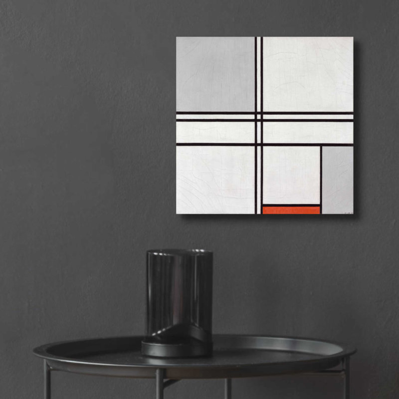 "Composition No. 1 gris et rouge, 1935" par Piet Mondrian, H 12 po x l 12 po x P 0,13 po