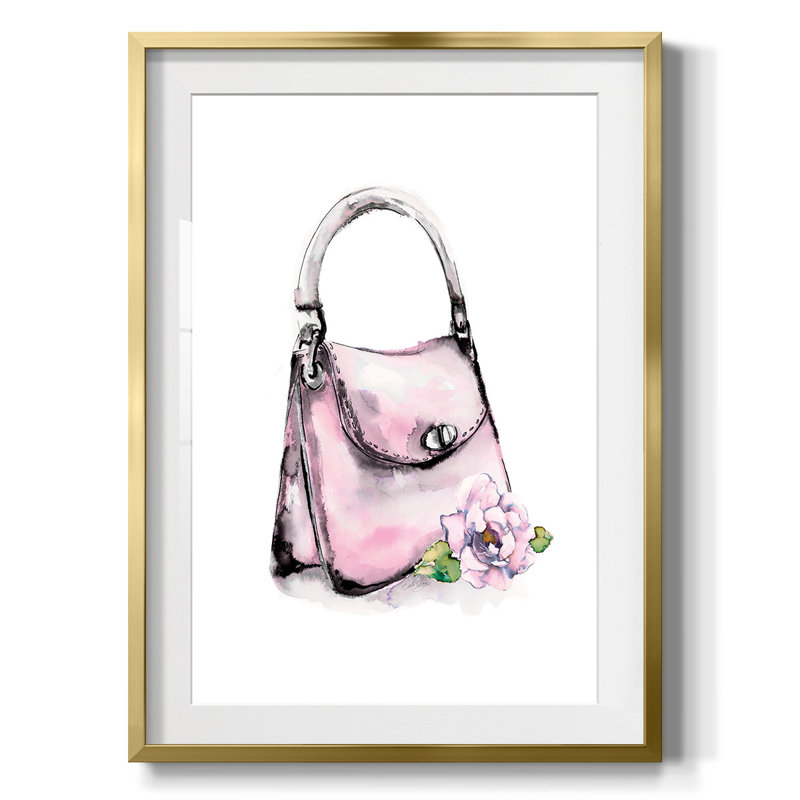 Top Handle Bag -Framed Print, Gold