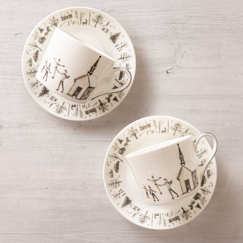 Scandinavian Wonderland Bone China Teacup and Saucer