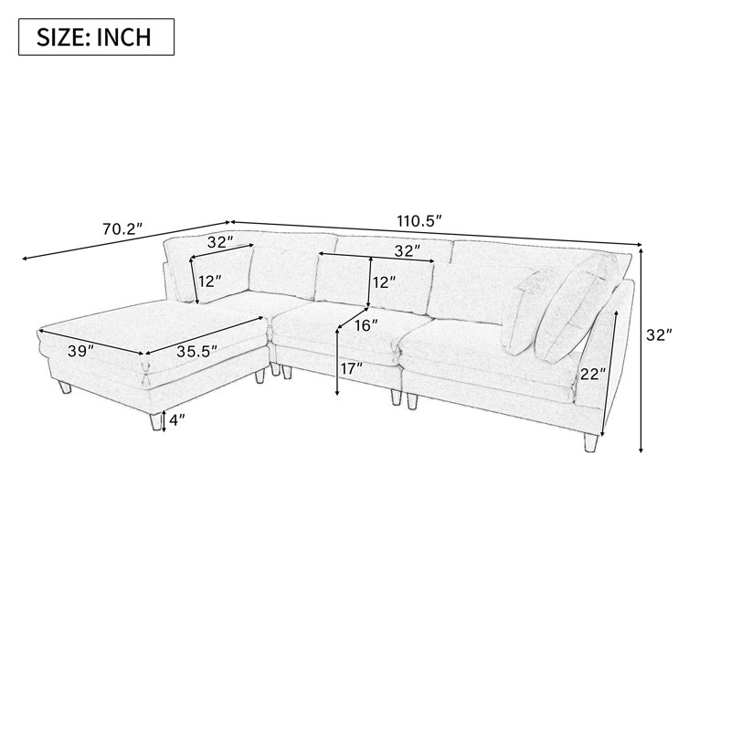 Zavier Modern L-Shaped Modular Sectional Sofa