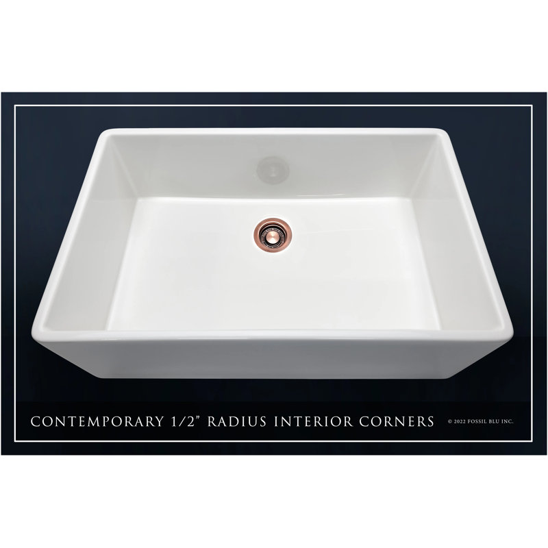 Luxury 36-Inch Solid Fireclay Farmhouse Sink, Flat Front, Antique Copper Accessories