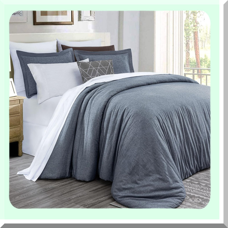 Light Denim Comfort Chambray Twin Set - Soft & Breathable 2-Piece Lightweight Comforter with Reversible Chalk Stripe Design for All Seasons - Yarn Dyed Texture
