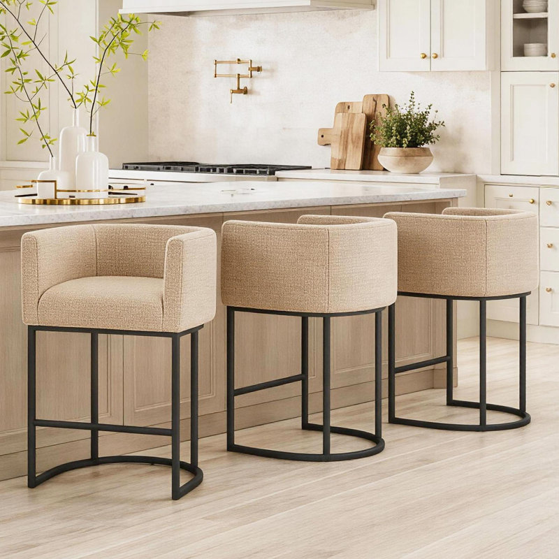 Tabouret de bar 26 po, Camel Seat/Black Frame, 3