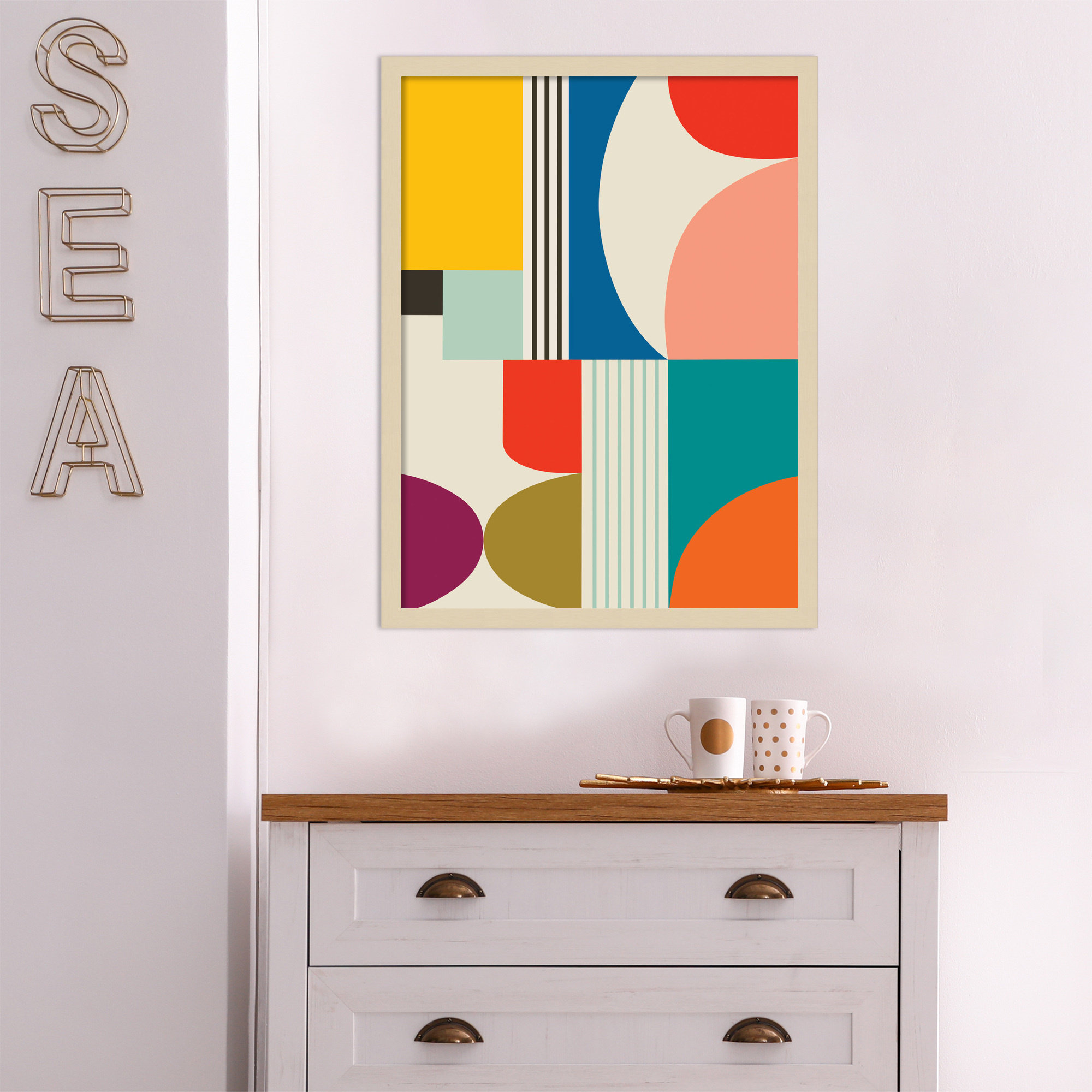 Mid Century Modern Pattern by Rachel Lee, 25" H x 19" W x 1" D, Brown