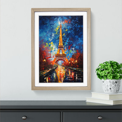 Eiffel Tower Action Painting - Single Picture Frame Print on Wood