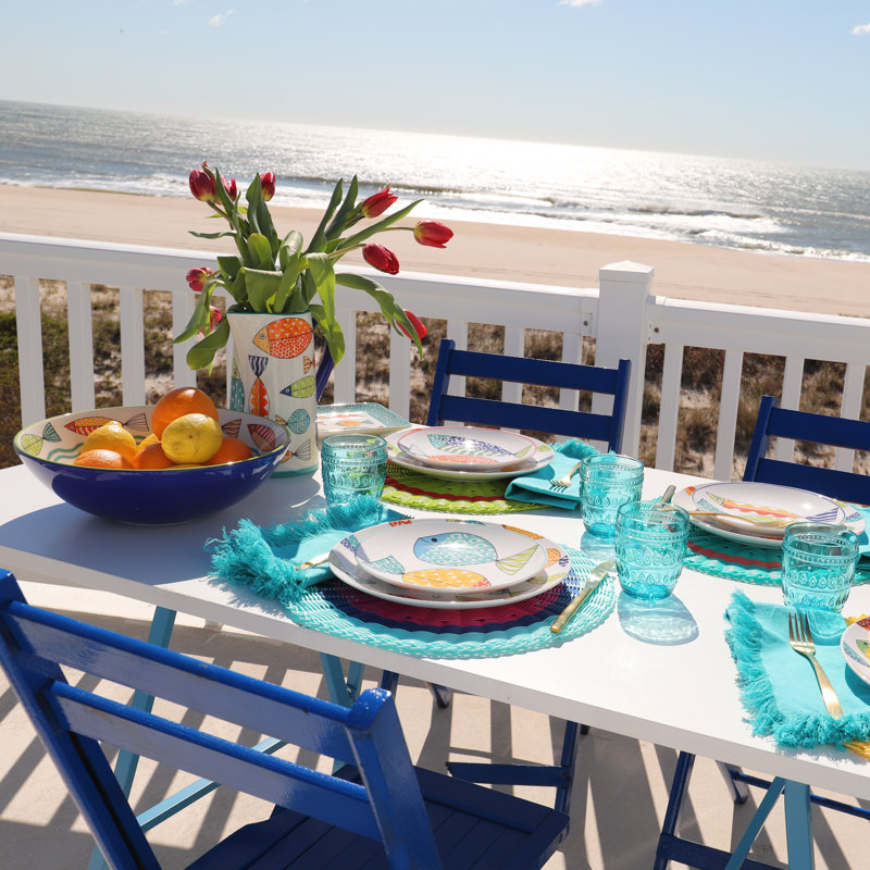 FreshCatch 12-Piece Colorful Fish Porcelain Dinnerware Set