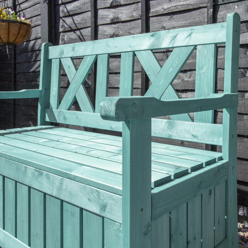 Wooden Under Seat Storage Bench, Green