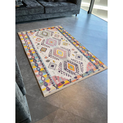 Tapis décoratif rétro à motif géométrique multicolore