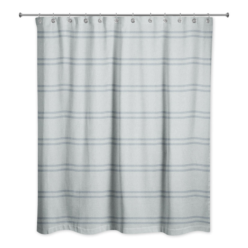 Rideau de douche rayé simple, Bleu